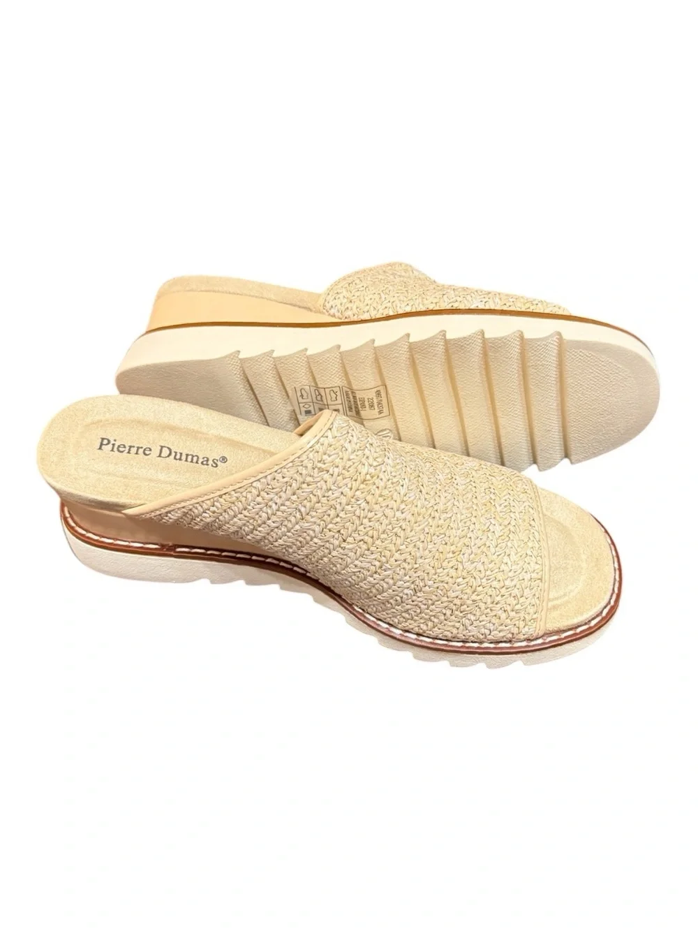 Pierre Dumas Expand-1 Raffia Platform Slide Sandals Size 10 Gold Combo